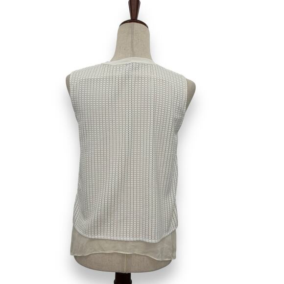 Vince White Textured Blouse Size Small Faux Layered Overlay Cream Ivory Top EUC - Picture 6 of 10